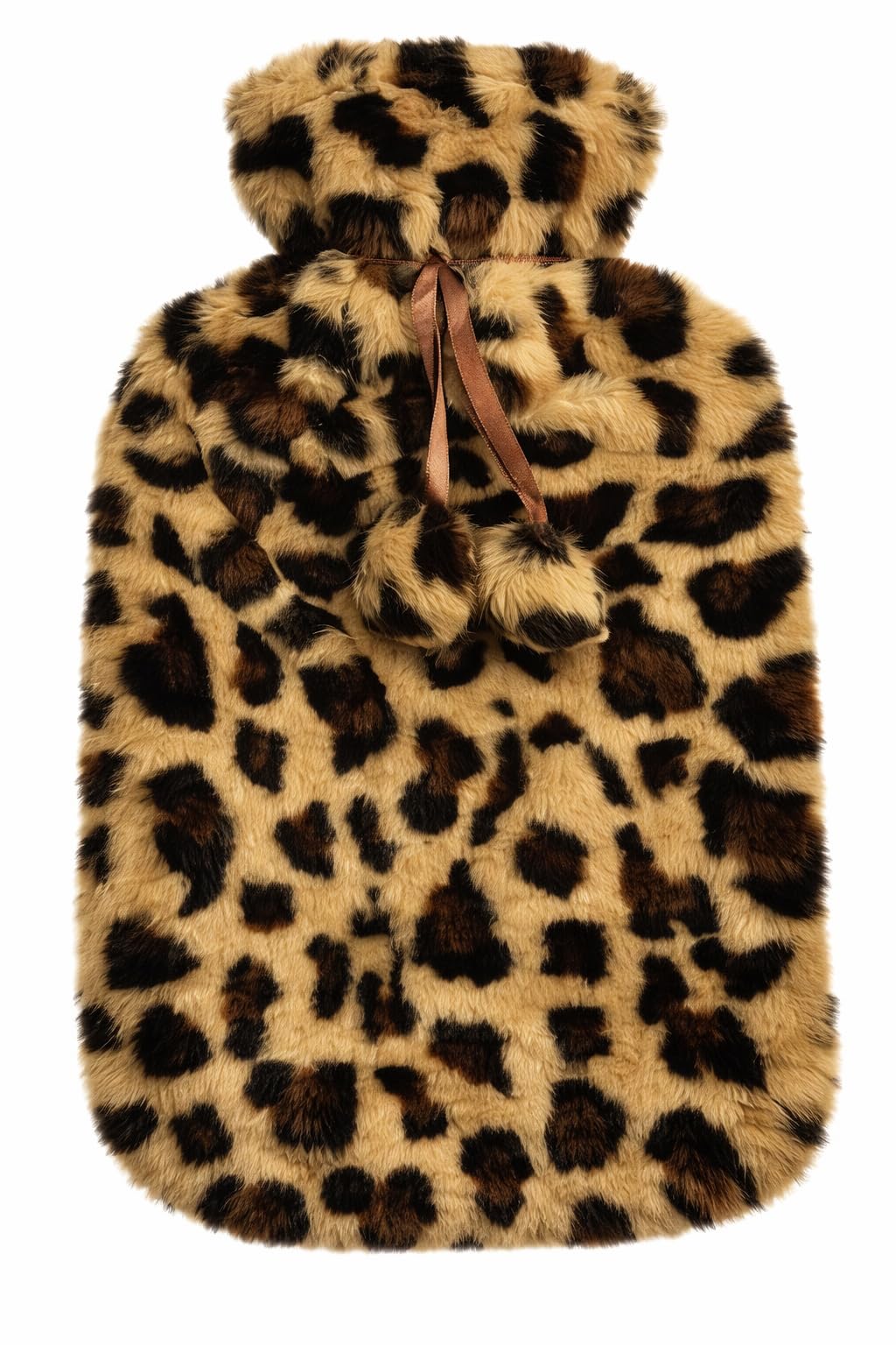 eBoutik - Fluffy Faux Fur Hot Water Bottle – Long Lasting Heat for Back, Neck & Shoulder Pain Relief – Period Cramp Warmer – Cosy Gift for Mum Mother’s Day- Brown Animal Print