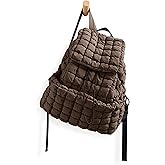 ODODOS Quilted Backpack 2.0 for Women Lightweight Puffer Hiker Pack Drawstring Padding Travel Gym Bag, Dark Brown