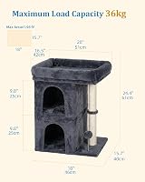 Aechonow Cat Tree Tower 61cm Large Cat Condo 2 Beds Dark Gray view 4