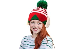 Asekonc Christmas Elf Knitted Hat for Kids Red and White Stripes Beanie Hat Winter Warm Costume New Year's Gifts Home Christmas Party