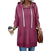 StunShow Women Oversized Sweatshirt Pullover Casual Split Hem Long Hoodie Dress with Kangaroo Pocket 2025 Fall
