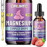 Kids Magnesium Liquid Drops-Magnesium Glycinate Liquid for Kids Supplement-w/L-theanine, Omega-3, Vitamin B6, D3 - for Sleep, Relaxation, Brain, Bones - 2 Fl Oz Children's Calm, Strawberry Flavor