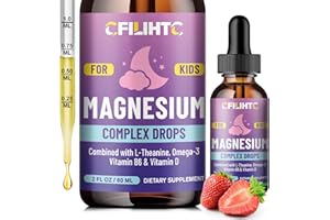 CFILIHTC Kids Magnesium Liquid Drops-Magnesium Glycinate Liquid for Kids Supplement-w/L-theanine, Omega-3, Vitamin B6, D3 - for Sleep, Relaxation, Brain, Bones - 2 Fl Oz Children's Calm, Strawberry Flavor