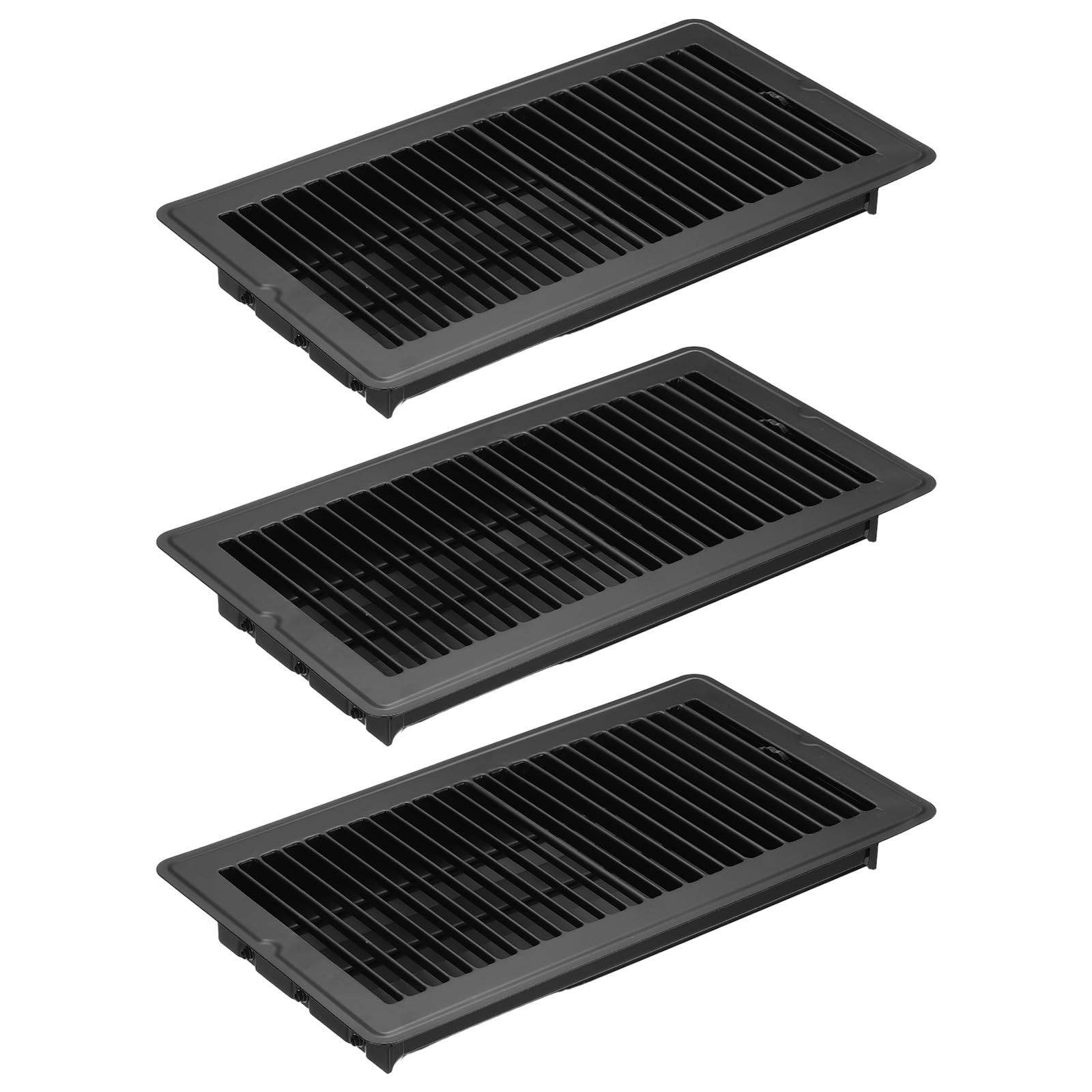 PATIKIL 12 x 6 Inch Floor Register, 3pcs Heavy Duty Air Vent Cover Steel Adjustable Decor Vents Easy Adjust Floor Grates for Sidewall Home Office, Black