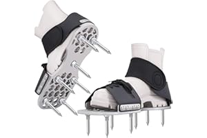 onoxouo Aerator Shoes, Lawn Aerator Shoes for Grass with 5MM Metal Bottom, Aeration Shoes for Lawn with Adaptable Straps for All Shoe Sizes, Aerating Shoes for Lawn, Fully Assembled - Black