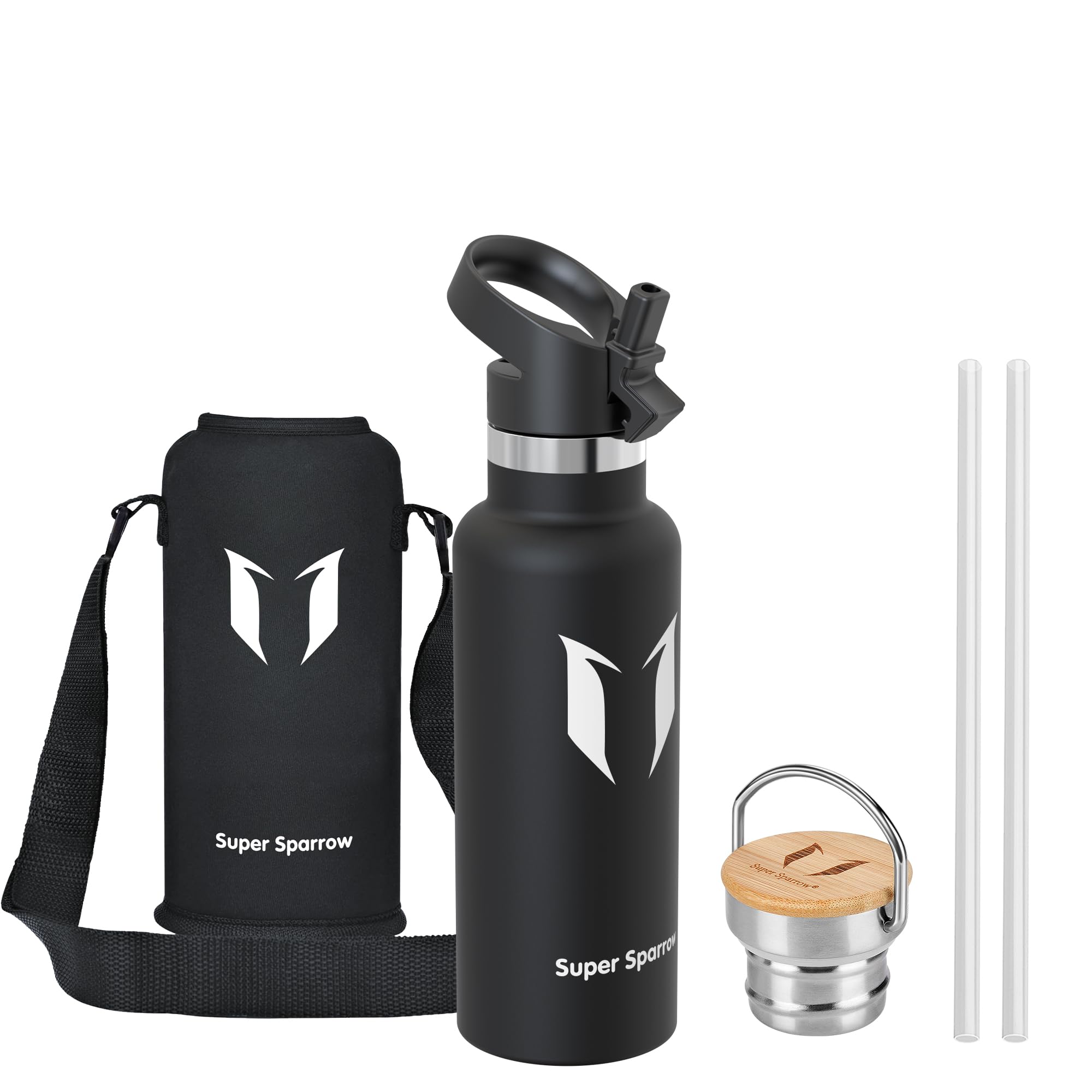 Super Sparrow Stainless Steel Water Bottle - 500ml - Vacuum Insulated Metal Water Bottle - Standard Mouth Flask - BPA Free - Straw Water Bottle for Gym, Travel, Sports — image 1