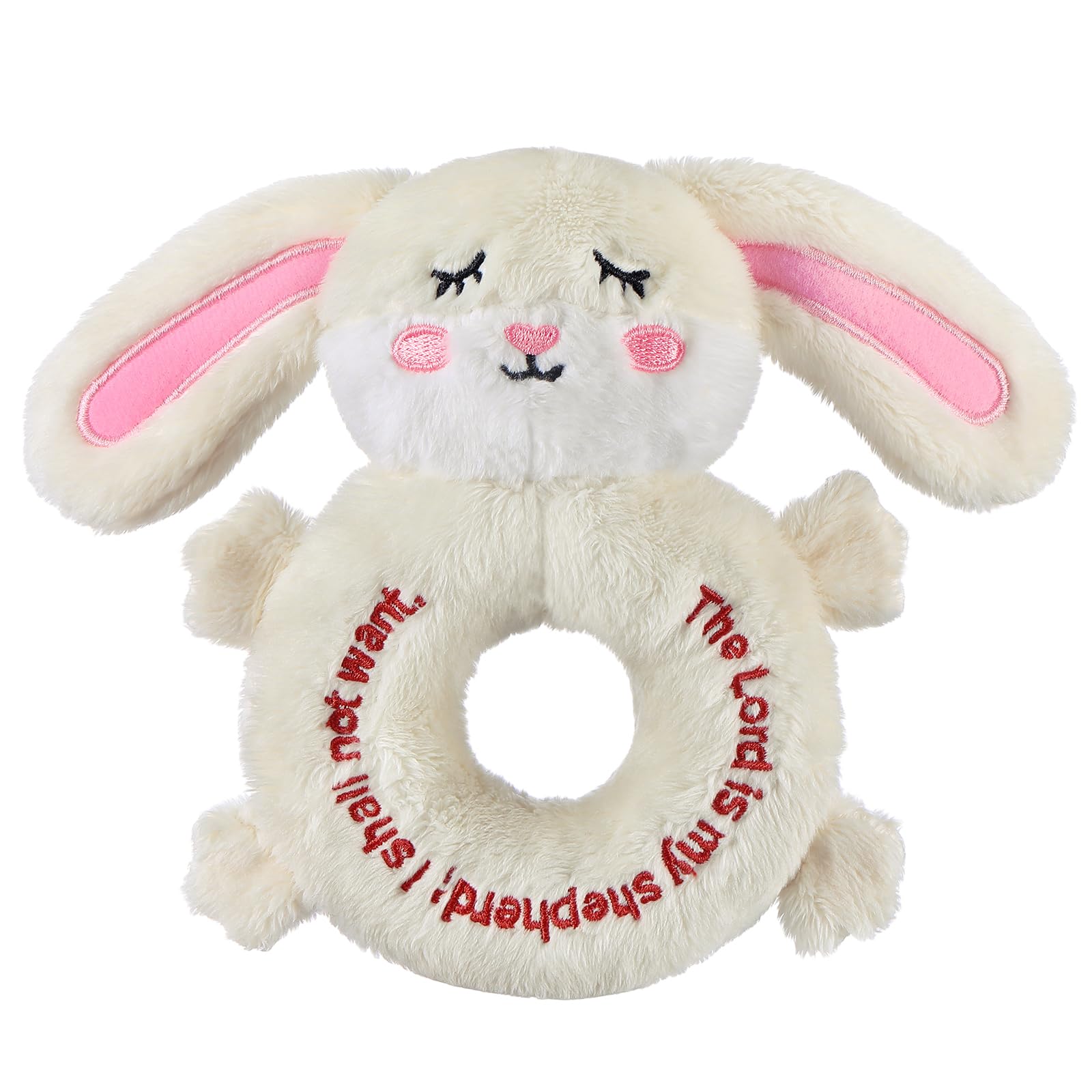 Karenhi Stuffed Animal Little Stuffed Animal Praying Baptism Soft Plush Snuggle God's Toy with Embroidered Religious Gift for Boys Girl Baby Showers Mom's Nursery Decor Doll Toy(Bunny,Beige)