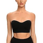 Gnowann Strapless Bras for Women Non-Slip Silicone Bandeau Bralette Seamless Wireless Strapless Bra Padded Tube Top