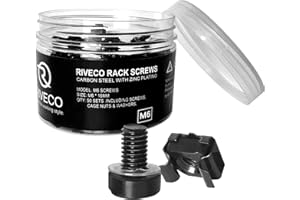 RIVECO Rack Screws & Cage Nuts for Server Cabinets & Racks Mounting Network Equipment Clip Nuts 50 Sets M6 x 16mm Black