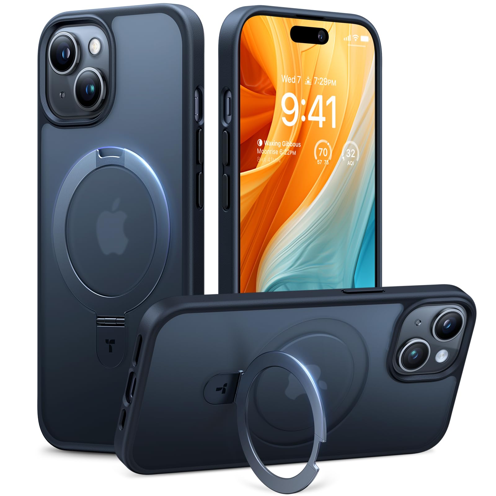 TORRAS Invisible Magnetic Stand for iPhone 15 Case, [Compatible with MagSafe][12FT Military Drop Protection] Shockproof Slim Translucent for iPhone 15 6.1'', Black — image 1