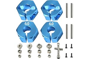 Fraizoe RC Aluminum 12mm Hex Wheel Hub 4Pcs w/Axle Pin M4 Flange Lock Nut Standard M3 M4 Nut 6mm Thickness Wheel Drive Adapter for 1/10 Traxxas HSP Redcat Rc4wd Tamiya Axial SCX10 WLtoy RC Car(25Pcs)