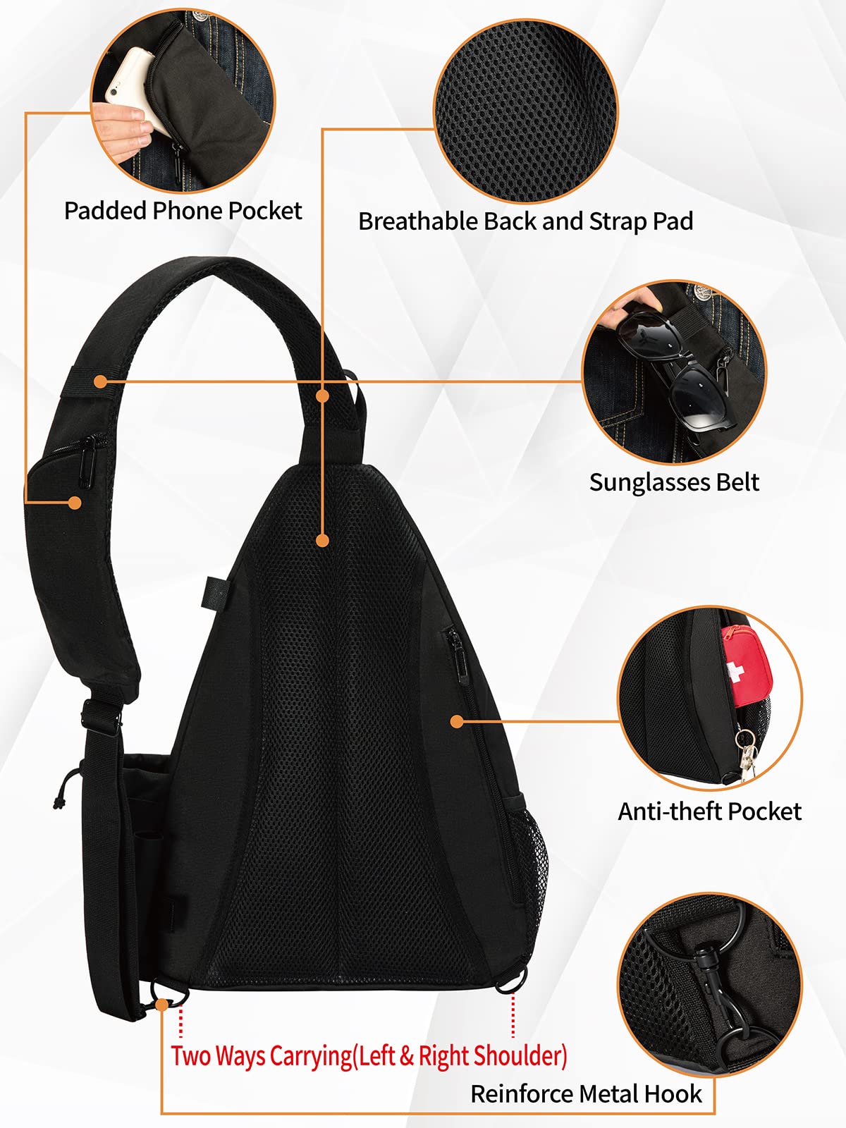 MOYAQI Disc Golf Bag with Retriever Holder and Storage Pockets, Disc Golf Backpack with 8-10 Disc Capacity, Padded Adjustable Strap and Back Panel, Lightweight and Durable (dark0010) - view 7