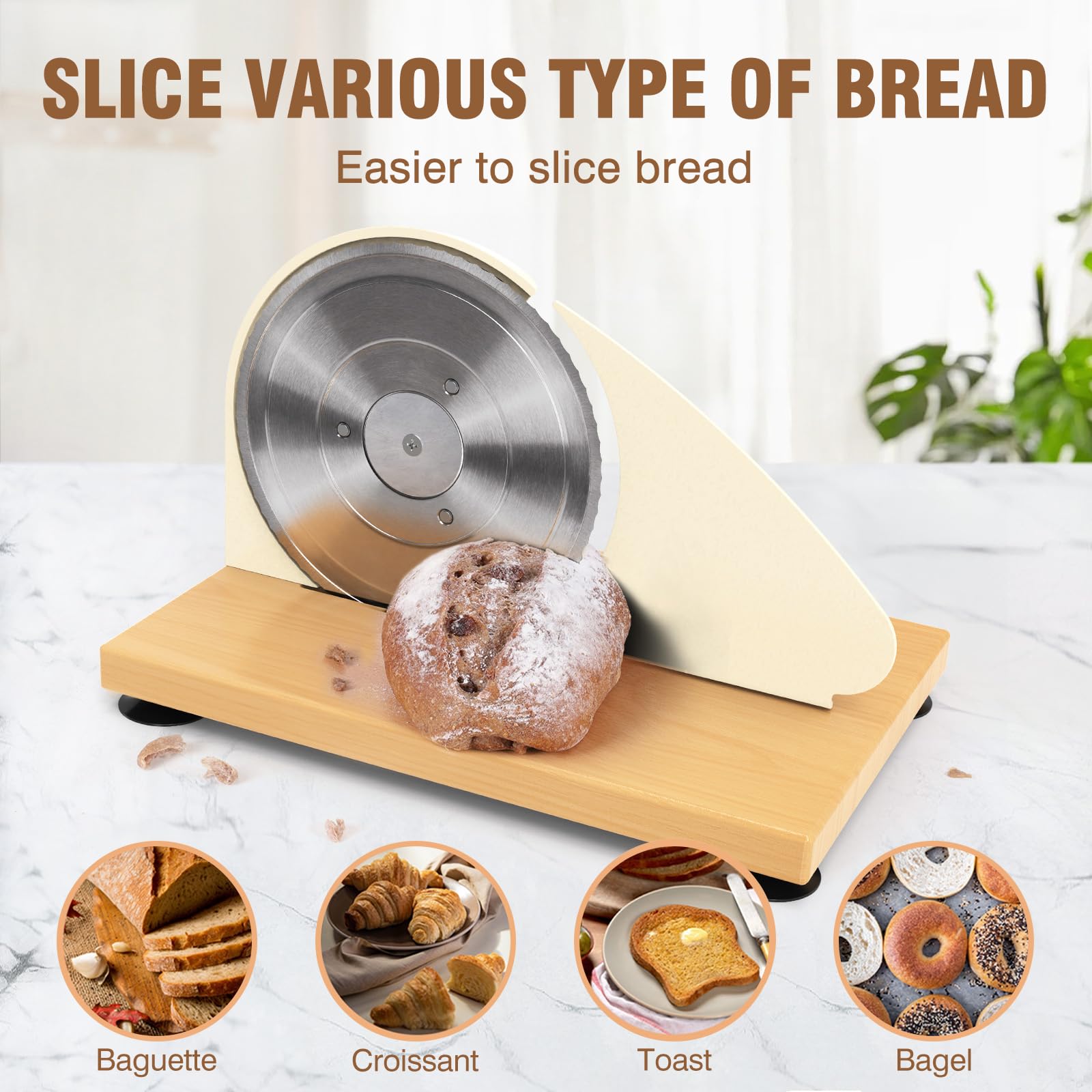 vanerepok Manual Bread Slicer for Homemade Sourdough Bread Versatile Hand Crank Bread Slicer for Sourdough Crusty Bread Etc Stainless Steel Slicers Adjustable Width for Homemade & Commercial Use