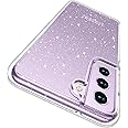 Rayboen for Samsung Galaxy S21 FE 5G Case Glitter, Non-Yellowing Shockproof Phone Bumper Cover, Cute Sparkly Girly Hybrid Case for Galaxy S21 FE, Glitter Clear