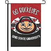 FANMATS Ohio State University Red & Black Garden Flag | 12"x18" | Brutus Buckeye with Go Buckeyes