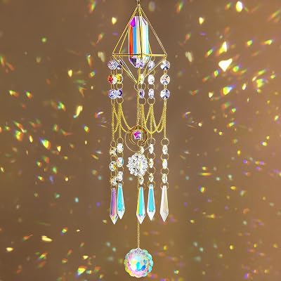 H&D Crystal Prisms Suncatcher 24.2in Window Hanging Pendant Decor