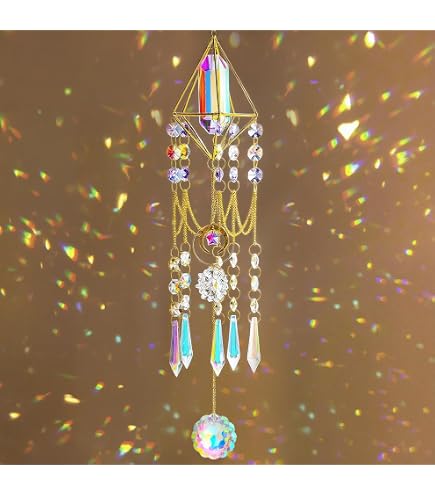 Woodstock Chimes Rainbow Makers Suncatcher – Crystal Fantasy, Tree Of Life, Mit Grünen Kristallen, 10 Cm Lang (mit Kette)