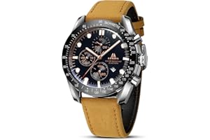 LN LENQIN Mens Watches Leather Watch Analog Quartz Watch for Men Luminous Luxury Fashion Business Casual 30M Waterproof Men's Wrist Watches with Date