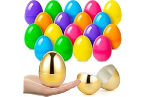 Jumlys 36 Count 3.15" Plastic Easter Eggs, 30 Pcs Empty Suprise Egg 6 Pcs Golden Eggs Bulk, Fillable Egg with Hinge for Easter Hunt, Basket Stuffers Fillers and Easter Party Favor