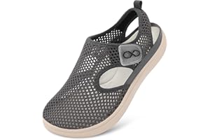 JOINFREE Womens Mesh Walking Sandals Closed Toe Breathable Air Knit Summer Shoes Adjustable Wide Toe Box Zero Drop Barefoot S