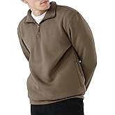 PLEPAN Mens Quarter Zip Pullover Fleece Sweatshirt Casual Mock Neck Sweater Polo Long Sleeve