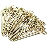 Nuogo 1000 Pcs Bamboo Cocktail Picks Looped Knot Skewers 4.13 Inch | For Appetizers Drink Garnish, Party Bar Snacks Sandwiche