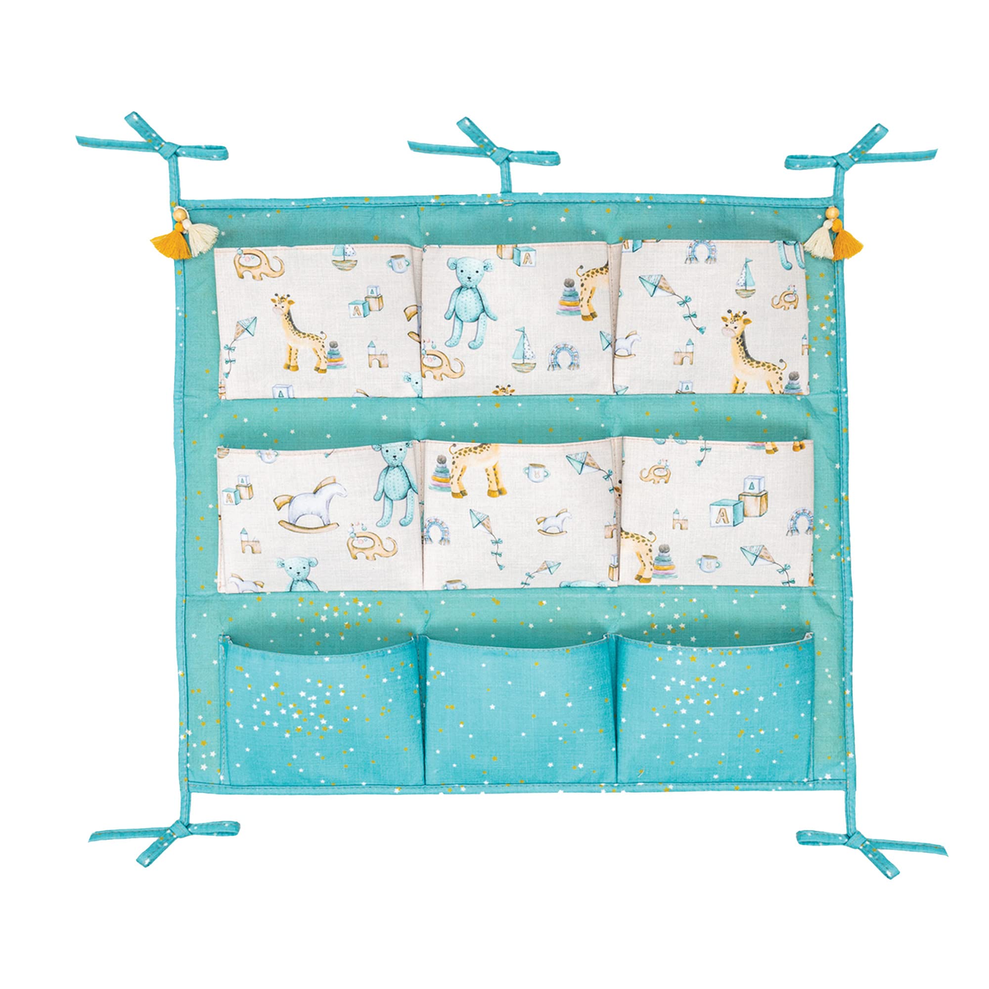 BABY SHOWER CHOCOLATE Baby Cot Side Organizer Tote Bag Storage Basket for Changing Table Portable Car Travel Organizer (Blue)