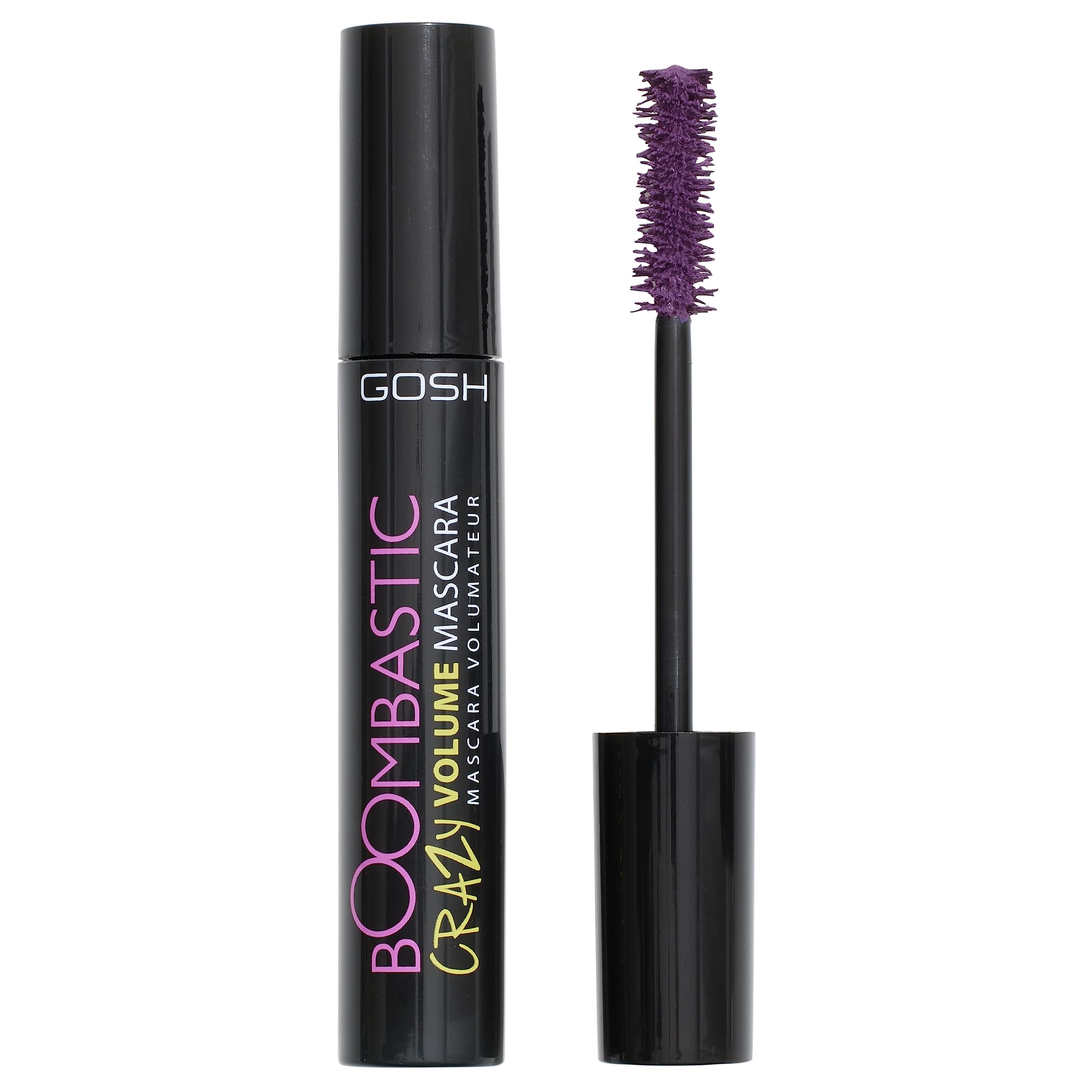 GOSH Boombastic Crazy Mascara for extreme volume and long lashes I Volume mascara with precise brush head I Lashes without clumps I Long-lasting, skin-friendly, vegan & fragrance-free I 06 True Violet