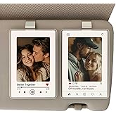 2 Pack Personalized Car Visor Photo Clip, Custom Couple Picture Holder, Car Decor Gift for Him Her, 2 Acrylic Frames + 5 Mats, No Adhesive Snap-Lock Clip, Heat-Resistant Car Keepsake