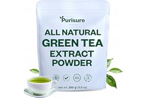 Purisure Green Tea Extract | Powdered Tea from Premium Green Leaf | Unsweetened Vegan Tea for Latte & Smoothie Recipe | All-Natural Antioxidant Green Tea Powder with EGCG & Polyphenols | 500 Servings