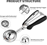 TJ POP Large Ice Cream Scoop 60ml 23cm Stainless Steel with Easy Release view 3