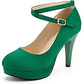 fereshte Women's Platform Pumps, Ankle Strap, High Heel, Closed Toe, Party Wedding Dress Shoes