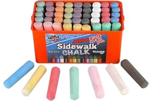Chalk City Sidewalk Chalk for Kids - Washable Jumbo Chalk Non Toxic - 52 Count 12 Colors Sidewalk Chalk Bulk - Kids Chalk or Toddler Chalk to Play & Draw Outdoor