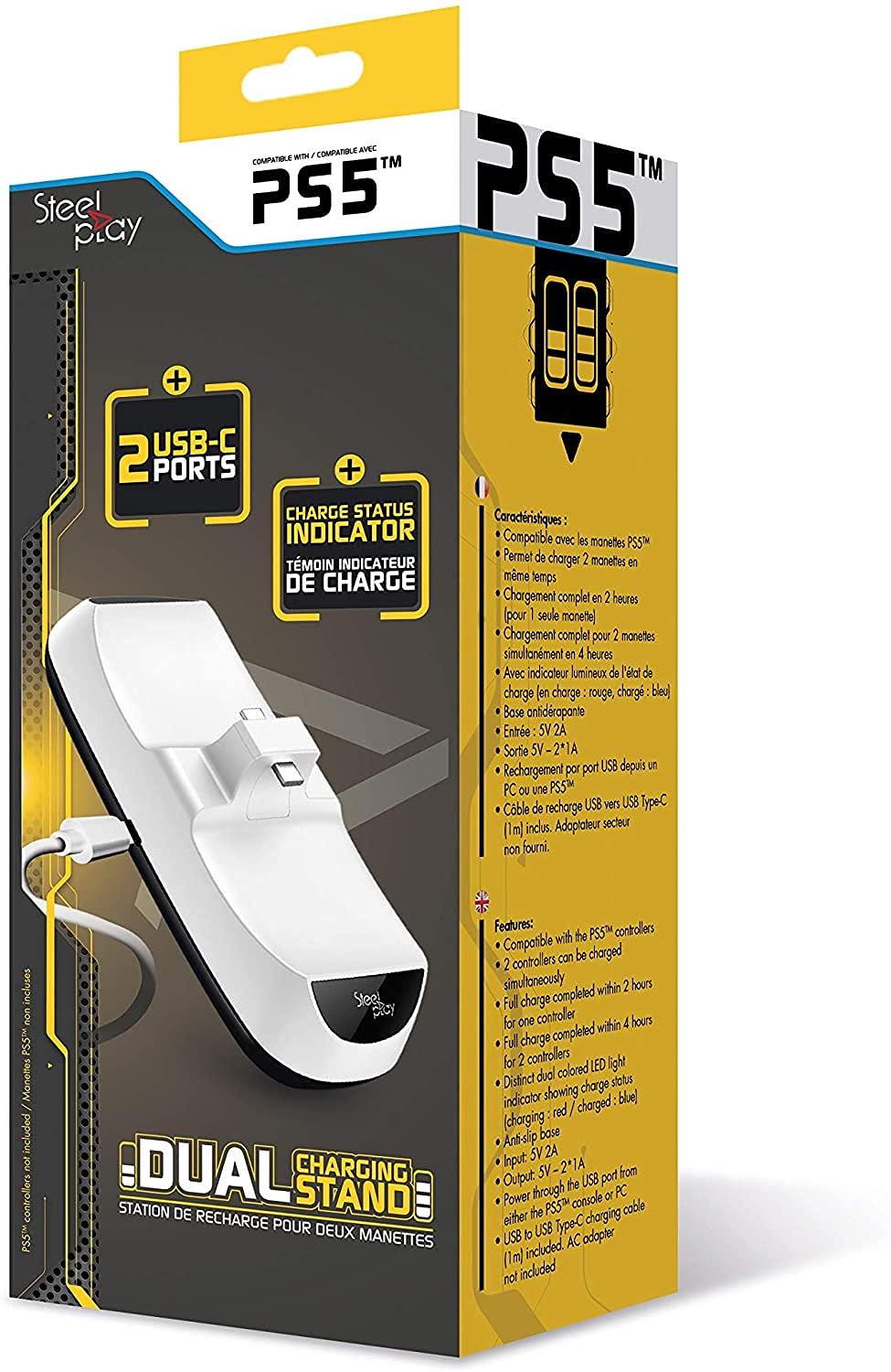 Steelplay - PS5 Ladestation, PS5 Controller Ladestation mit zwei USB-Ports , PS5 Ladestation Controller Stand für DualSense Wireless Controller - weiß 5