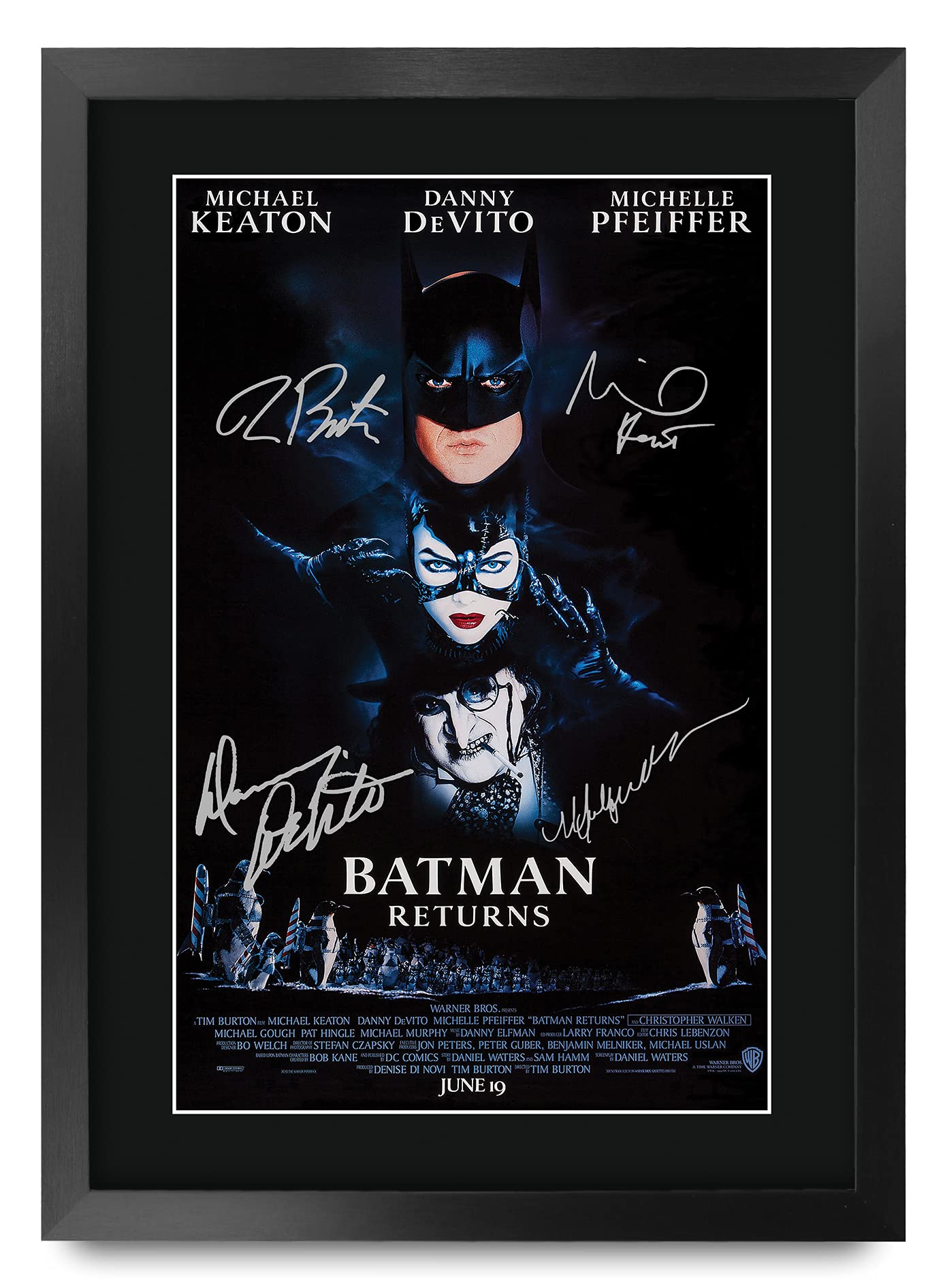 HWC Trading A3 FR Batman Returns Movie Poster The Cast Signed Gift FRAMED A3 Printed Autograph Film Gifts Print Photo Picture Display โ image 1