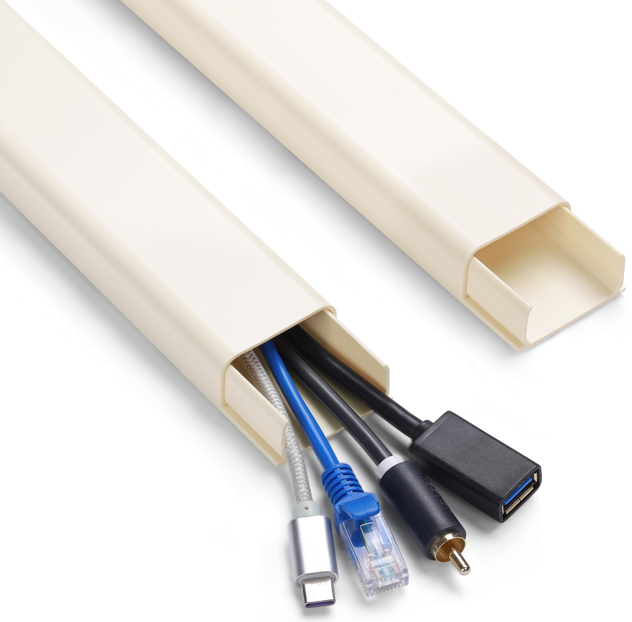 ZhiYo 6 ft Cord Covers for 4-7 Wires on Wall, Beige, 2 Pack (3 ft Each)