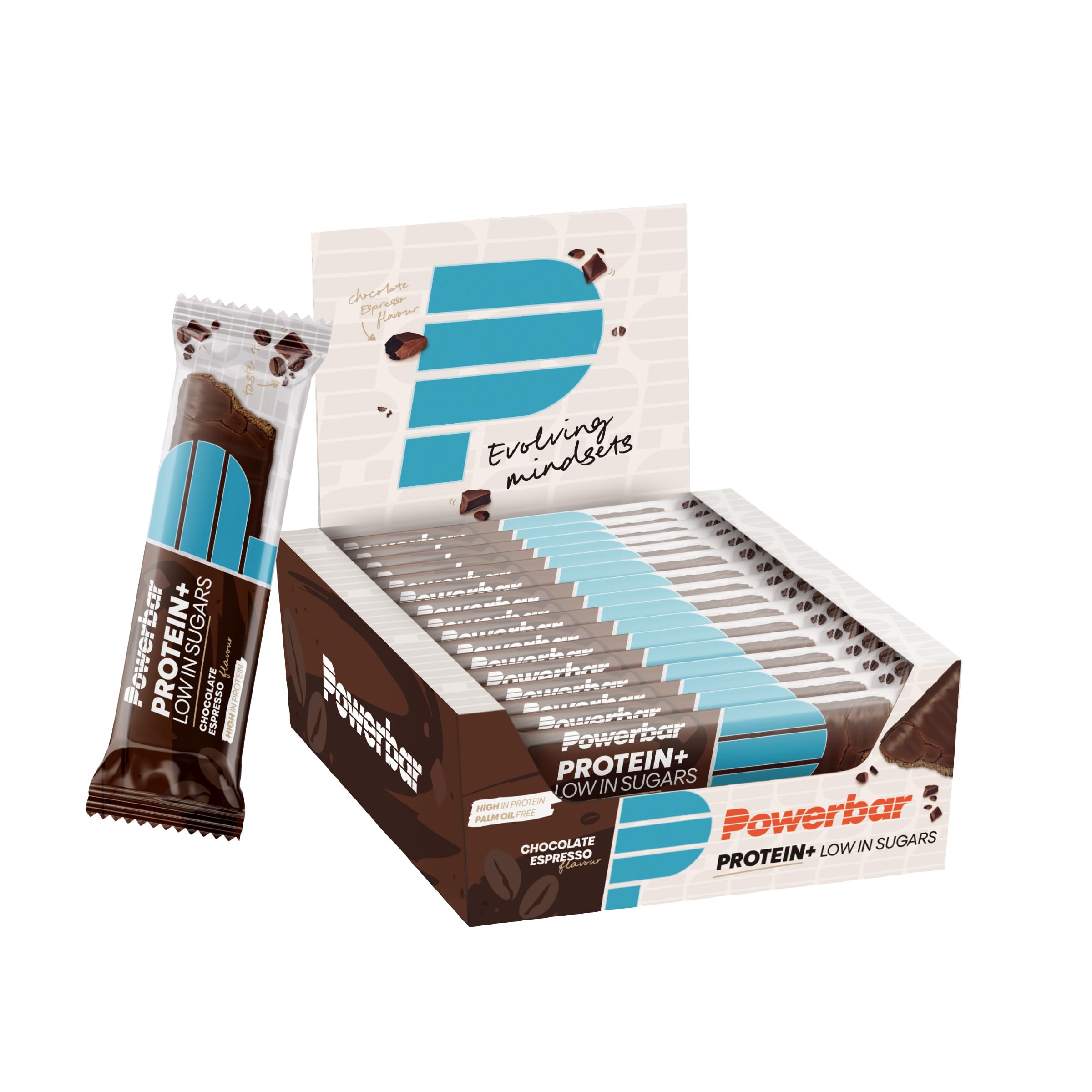 Powerbar - Protein Plus - Low Sugar - Chocolate Espresso - 16x35g - High Protein Low Sugar Bars - Palm Oil Free