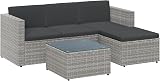 SONGMICS Garden Furniture Set PE Rattan Patio Corner Sofa with Cushions Grey