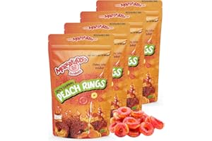 Marranadas Enchilados Spicy Gummies Mexican Candy Assortment – 12 Flavors Chamoy Fruit Rings & Gummy Bears – Chamoy Coated – 3.1 oz Snack Bags – Dulces Mexicanos – 4 Pack (Peach Rings)