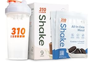 310 Nutrition All-in-One Meal Replacement Shake Powder w/ Shaker Cup Starter Kit - High Protein Fiber Rich Vegan Superfood Blend - Sugar-Free, Keto & Paleo Friendly, Low Carb - Cookies N Cream 9 Individual Servings