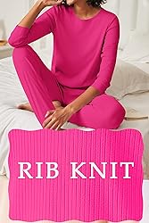 Ekouaer Womens Ribbed Knit Pajama Sets 2 Piece