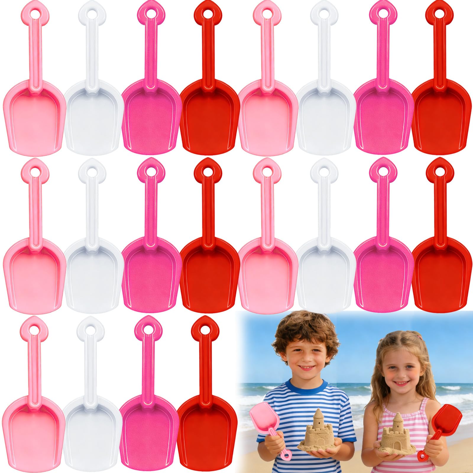 Photo 1 of 28 Sets Valentine's Day Plastic Shovels Set,Valentines Shovel with I DIG YOU Cards,Candy Bags and Ribbon for Kids Valentine Gift Party Favor School Prize 4 Colors