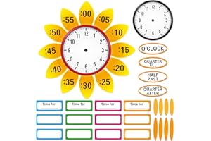 WhatSign Telling Time Teaching Clock for Kids Telling Time Bulletin Board Decorations 34Pcs Learning to Tell Time Clock Practice Cutout for Teacher Supplies Classroom Bulletin Board Set