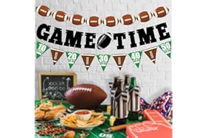 WUHUZSM 3 Pieces Game Time Football Banner, Sports Fantasy Football Party Decorations & Decor, Game Day Tailgate Party Supplies