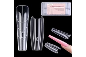 Plman 240 PCS Sandwich Nail Dual Forms, Nail Extension Kit for Beginner & Professional, 14 Sizes Dual Form for Polygel and Builder Gel, Salon and Home DIY Nail Art Tools (Trapezoidal)