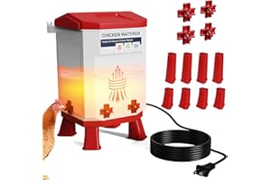 Heated Chicken Waterer 3.2 Gallon, Chicken Water Heater for Winter, Freeze Proof Chickens Waterer, 4 Nipples for Clean Water，