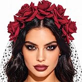 JAKAWIN Day of the Dead Headpiece Rose Headband Halloween Costume Headpiece | Cosplay Hair Accessories for Women