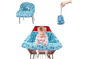 Pozico Shopping Cart Cover for Baby,High Chair Cover or Cart Cover for Babies,Baby Shopping Cart Cover Machine Washable/Portable with Free Carry Bag-Blue Whales