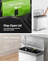 SONGMICS 2x30L Stainless Steel Pedal Bin with 15 Bags White LTB202W01 view 3