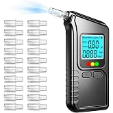 Portable Breathalyzer for Alcohol, Digital BAC Tester with 20 Mouthpieces | Police-Grade Accuracy, Tri-Color LCD Alert, 3-5S Fast BAC Test, 20 Reusable Mouthpieces